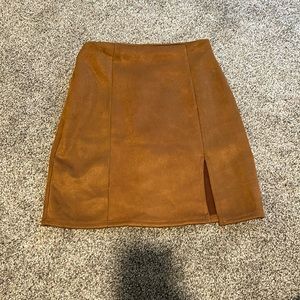 High Waist Faux Suede Mini Skirt